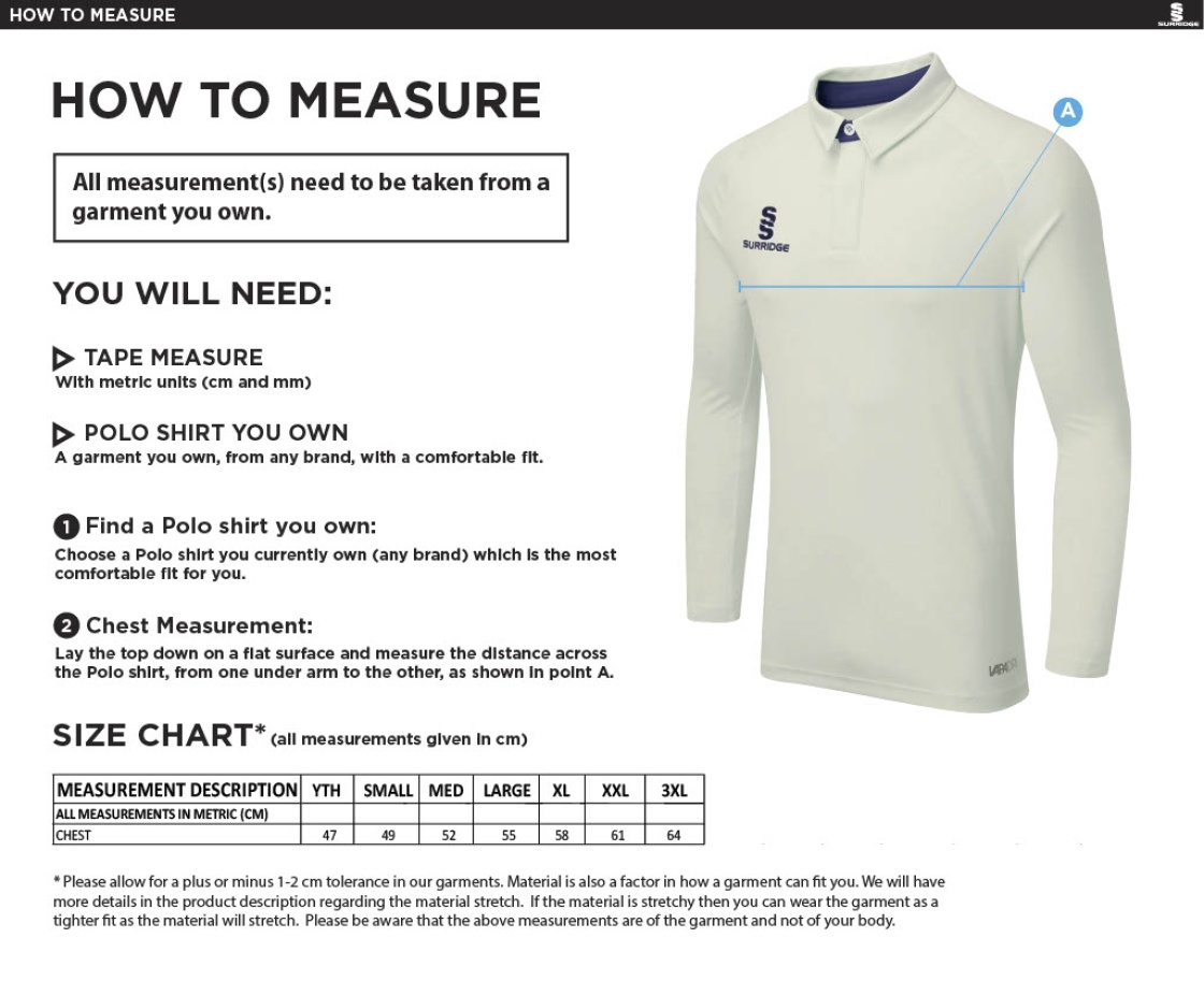 Three Bridges CC - Long Sleeve Ergo Shirt - Size Guide